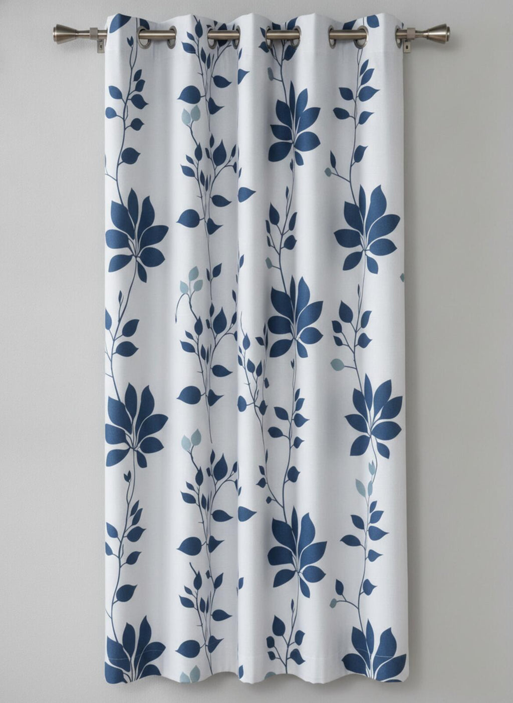 Navy Floral Blackout Curtains 50Wx54L inches x2 panels