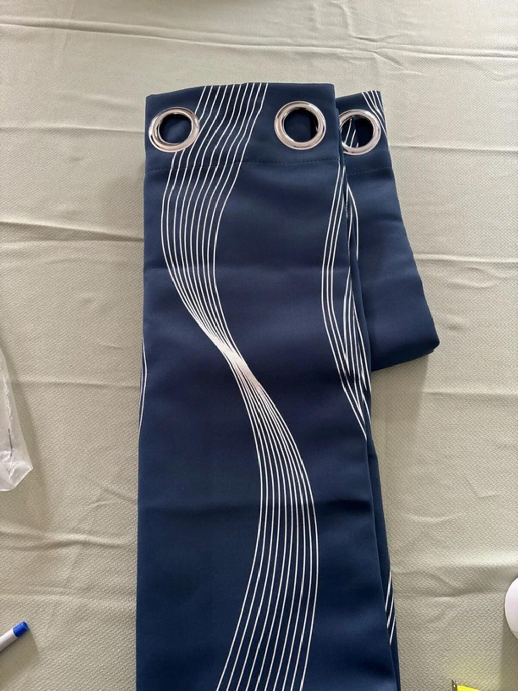 Navy Blackout Curtains with silver foil wave 2 panels 46Wx54L inches
