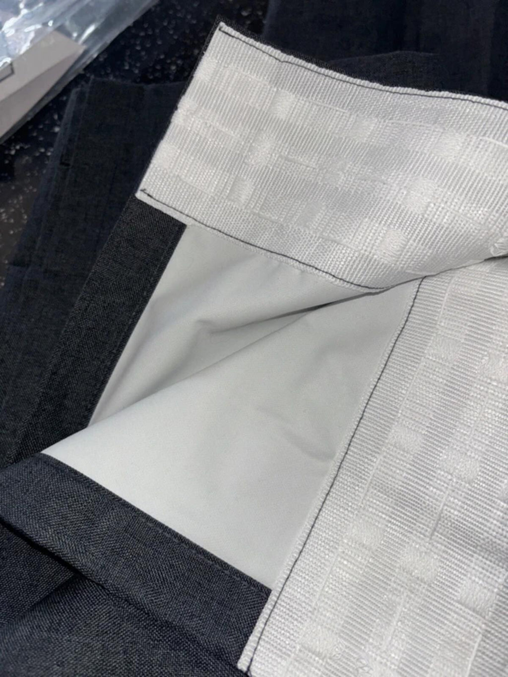 💯 Blackout Linen look Charcoal Pencil pleat Curtains 46Wx54L