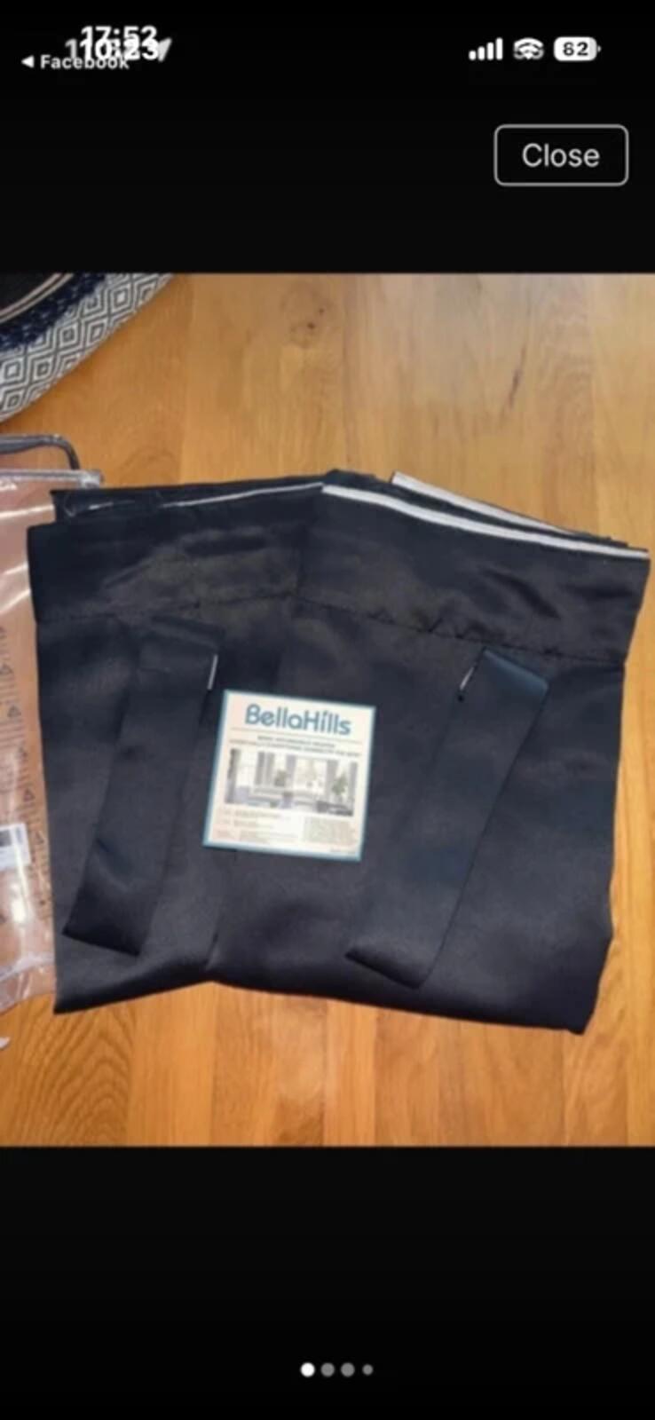 1 pair of Blackout curtains in Black 2 panels each 66Wx54L inches Pencil pleat
