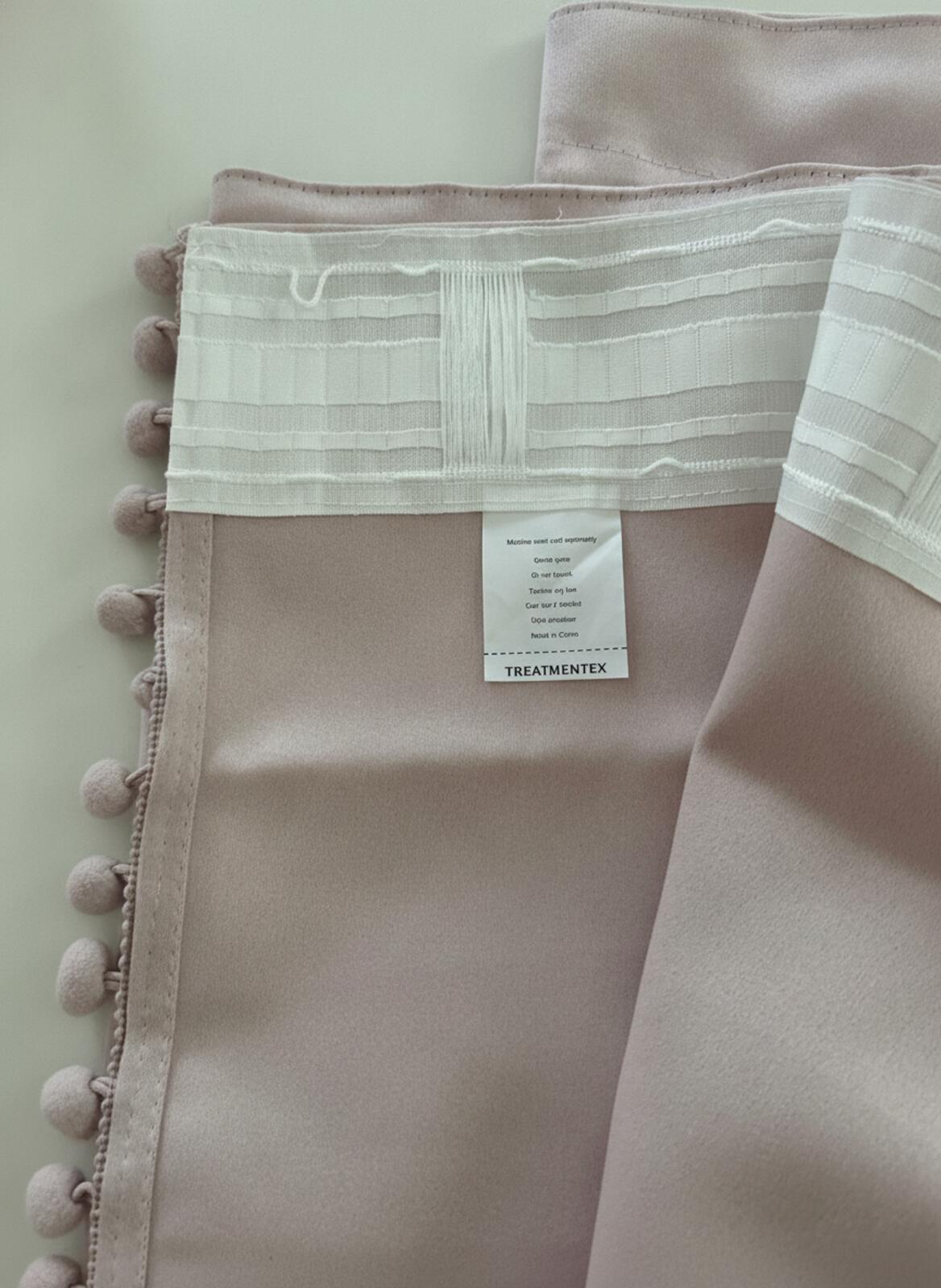 Pink Pom Pom Curtains Pencil pleat 2 panels 50Wx72L inches