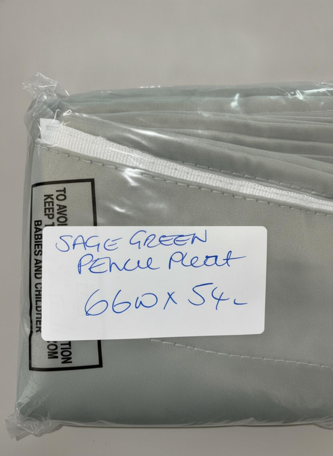 Sage Green Blackout pencil pleat Curtains 66Wx54L