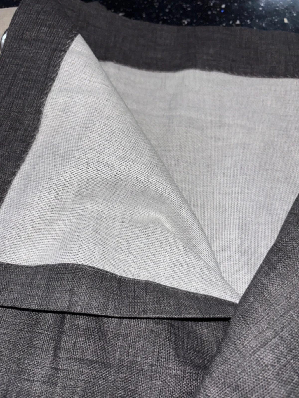 💯 Cotton Beige and Grey Header Curtains 2panels 66Wx72Lb