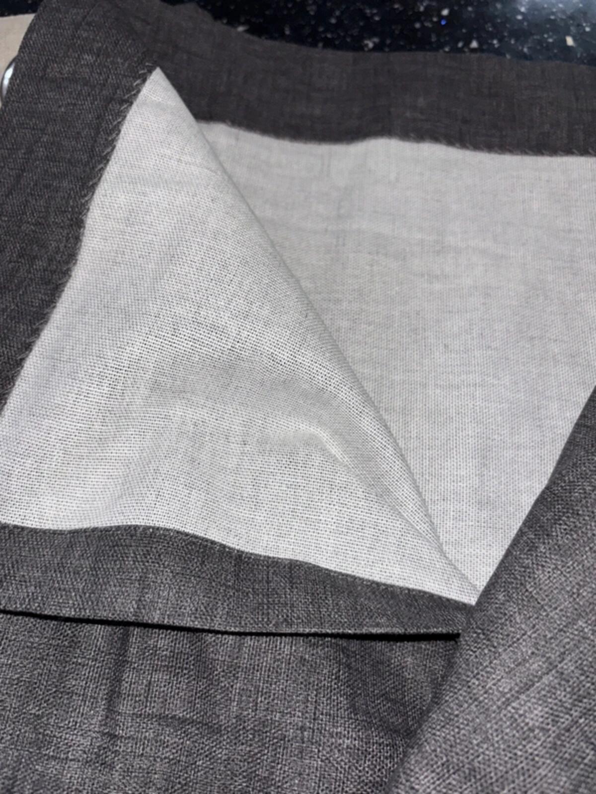 💯 Cotton Beige and Grey Header Curtains 2panels 66Wx72Lb