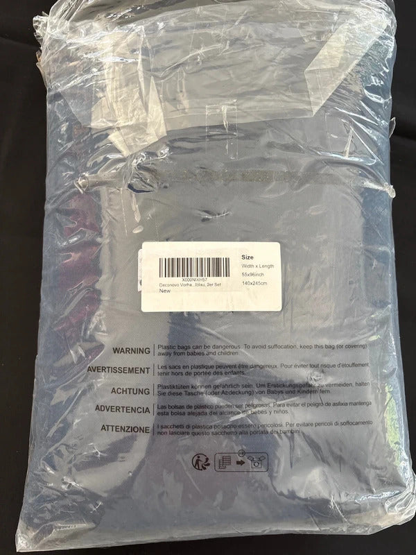 Navy Blue Pencil pleat Blackout curtains 55Wx96L inches x2 panels