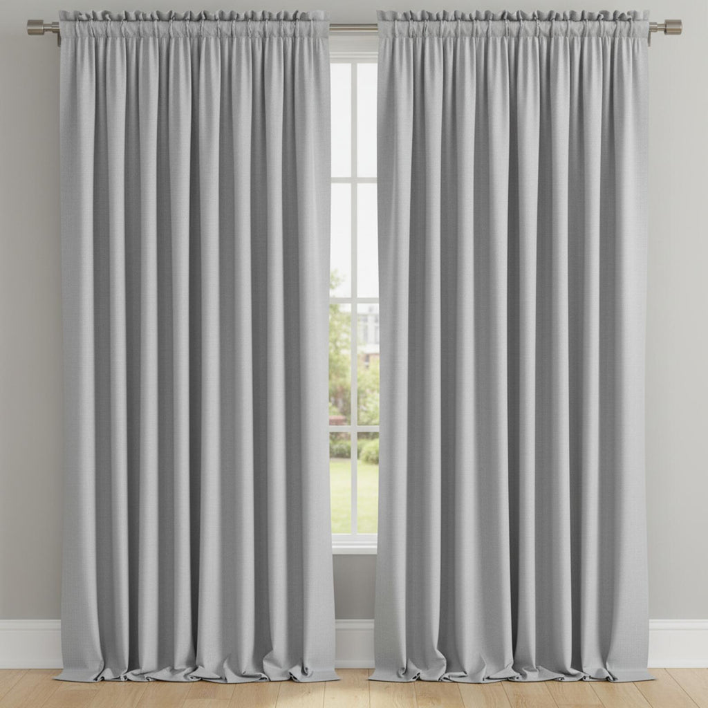 Grey Pencil pleat Curtain Panels Set - 2 Panels, 46W x 90L