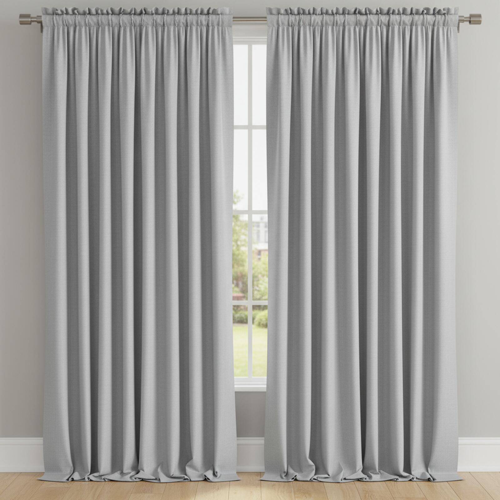 Grey Pencil pleat Curtain Panels Set - 2 Panels, 46W x 90L