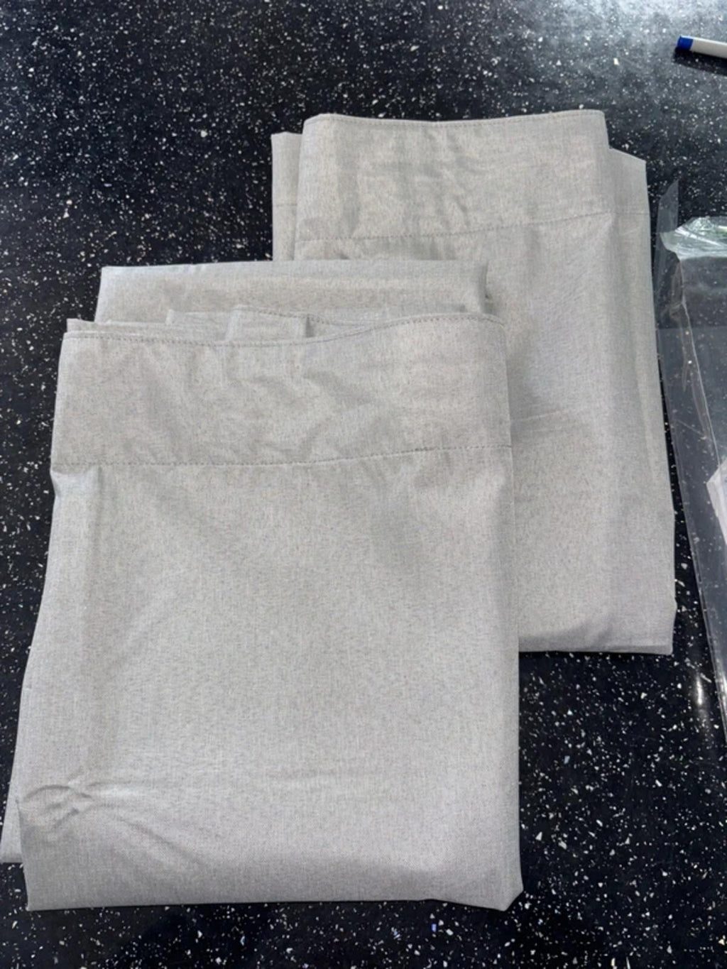 Faux linen Dove Grey pencil pleat Blackout Curtains 46Wx54L 2 panels