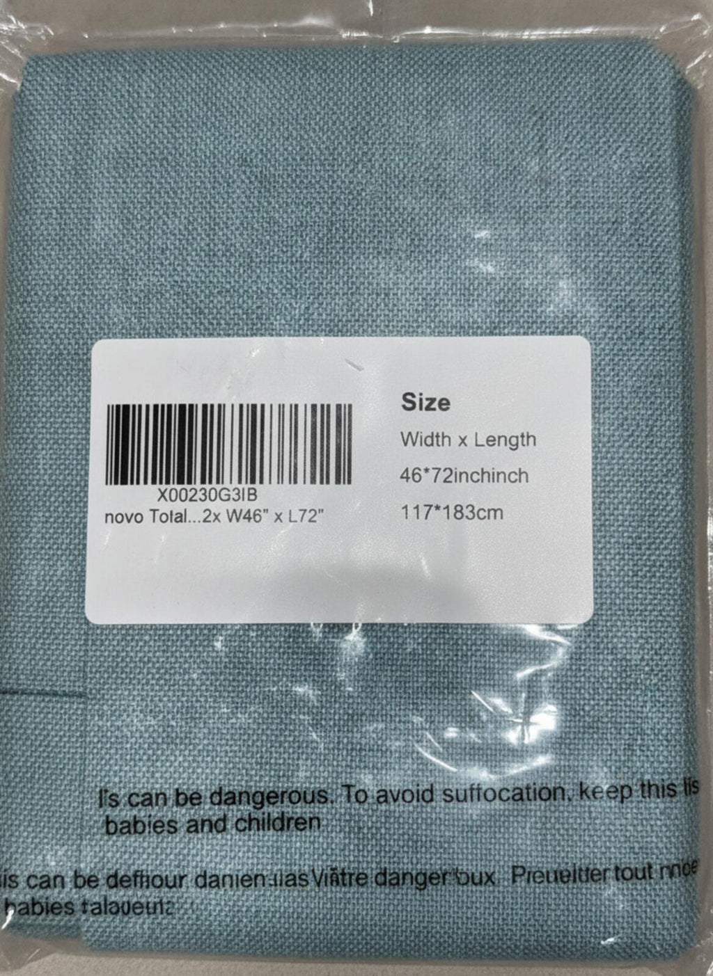 Faux Linen Blackout Curtains in Turquoise 46Wx72L