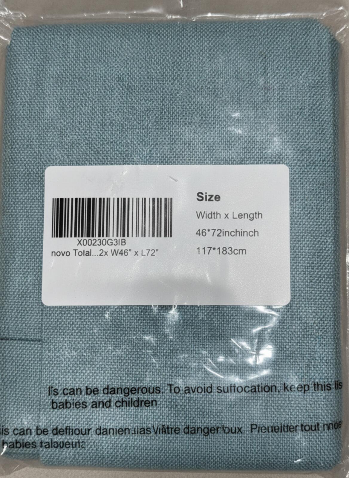 Faux Linen Blackout Curtains in Turquoise 46Wx72L