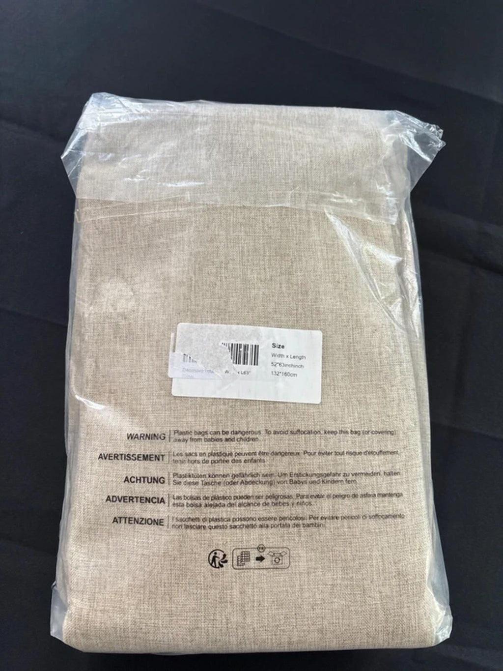 Faux Linen pencil pleat Curtains in Beige W52 x L63 Inch Two Panels 💯 Blackout