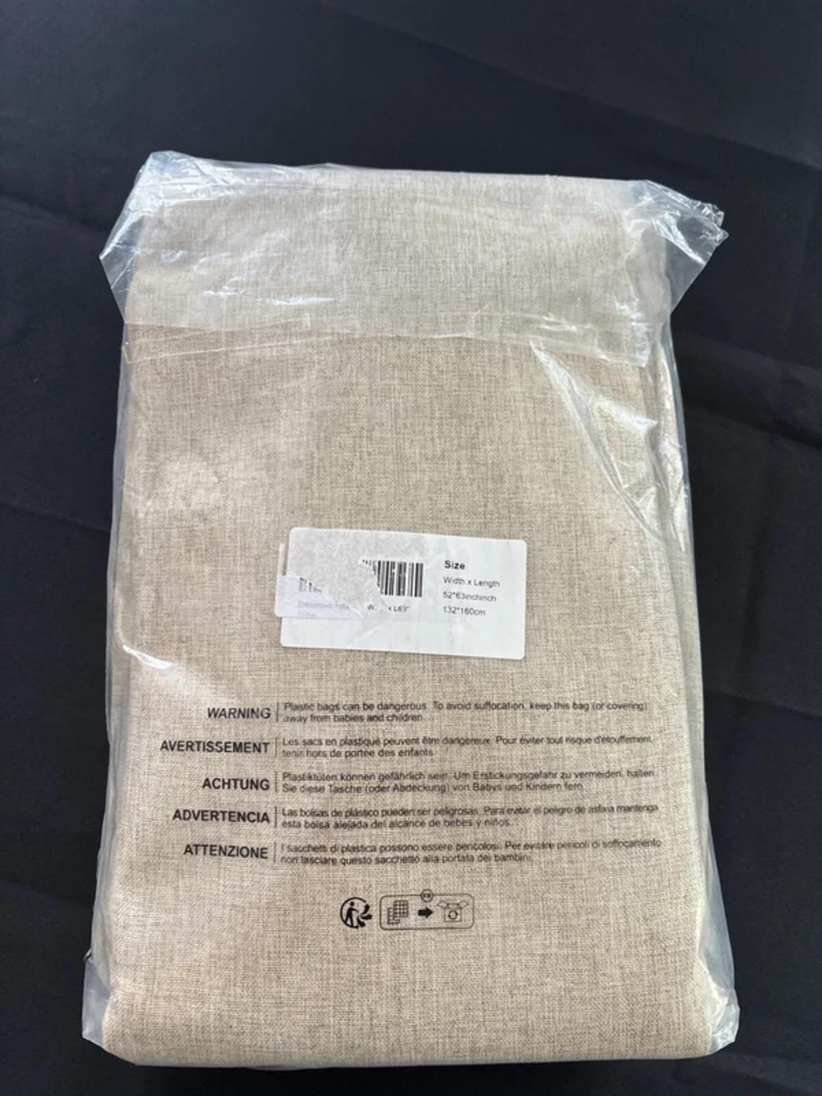 Faux Linen pencil pleat Curtains in Beige W52 x L63 Inch Two Panels 💯 Blackout