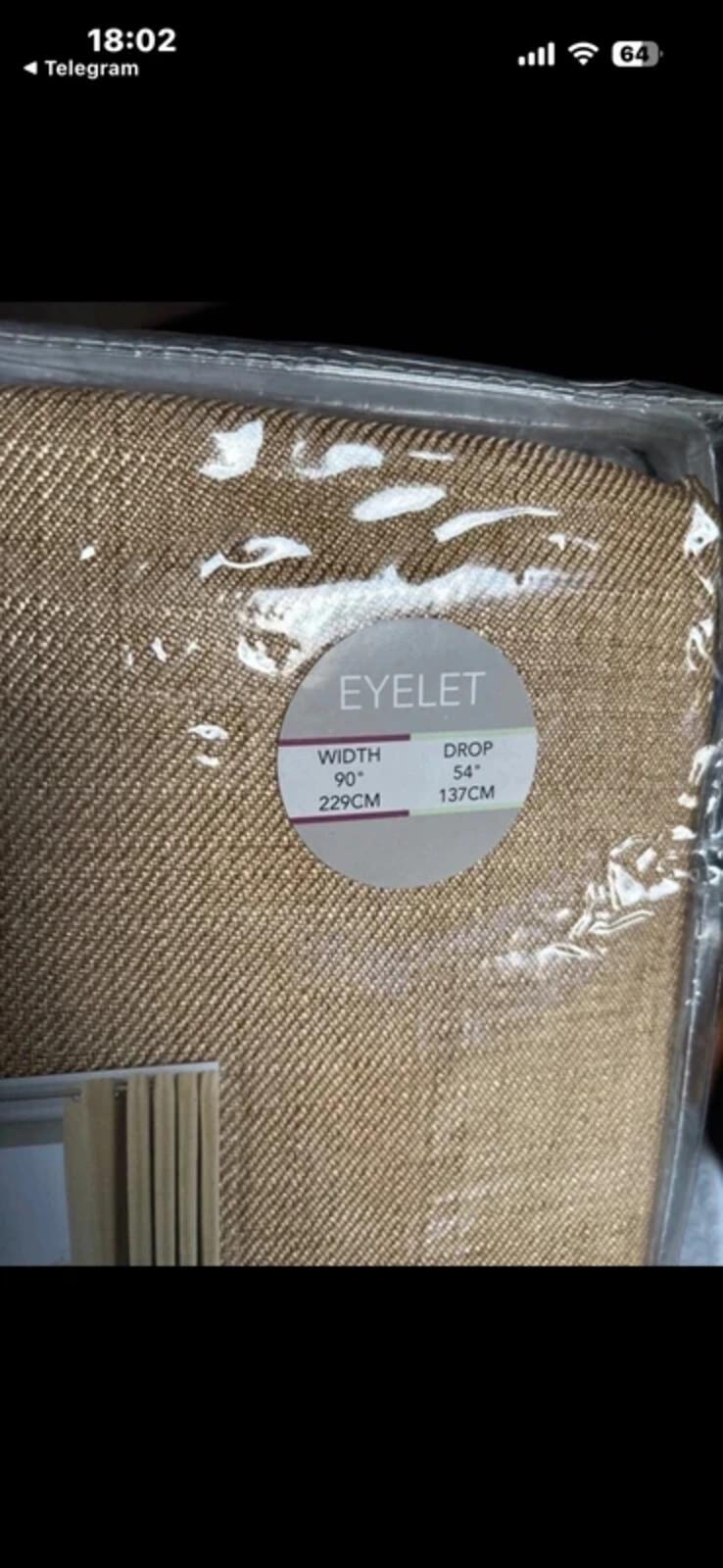 Woven Ochre fully lined Curtains 90Wx54L