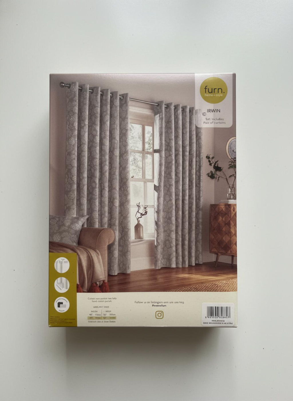Irwin Fully Lined Cotton blend Woodland Eyelet Stone Curtains 66W x 54L  2panels