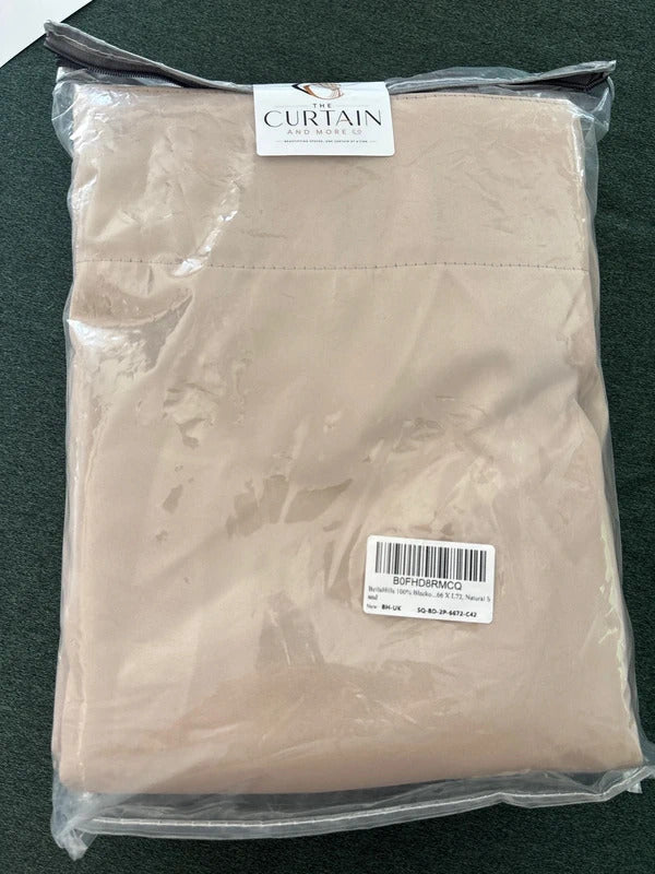Bellahills Natural Sand Pencil pleat Curtains 66Wx72L inches x2