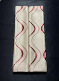 Striped Pencil Pleat Curtains 1 Pair Beige and Elegant Red 66Wx72LInch per panel