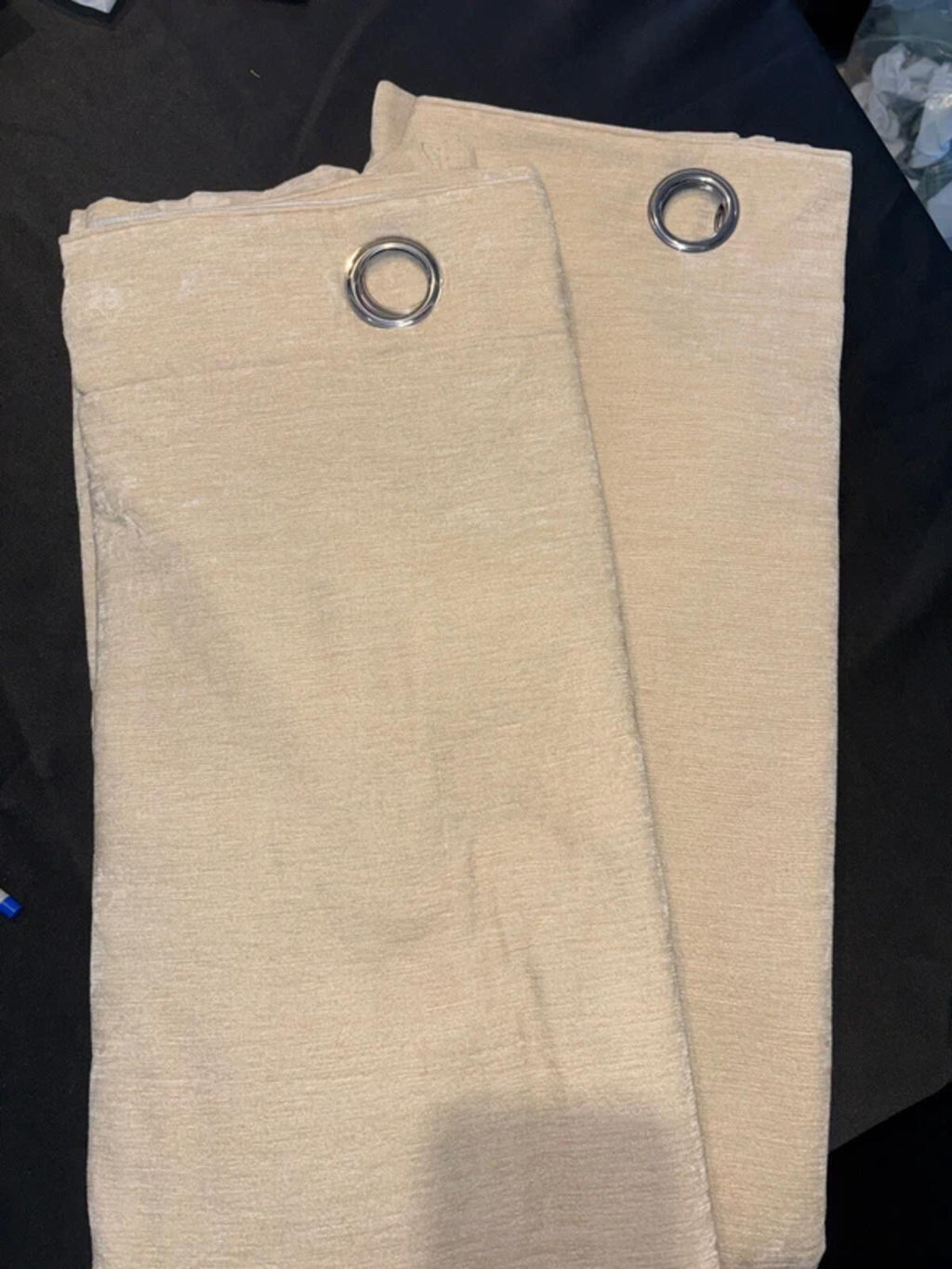 Cream Chenille Fully lined Curtains 46Wx54L 2 panels