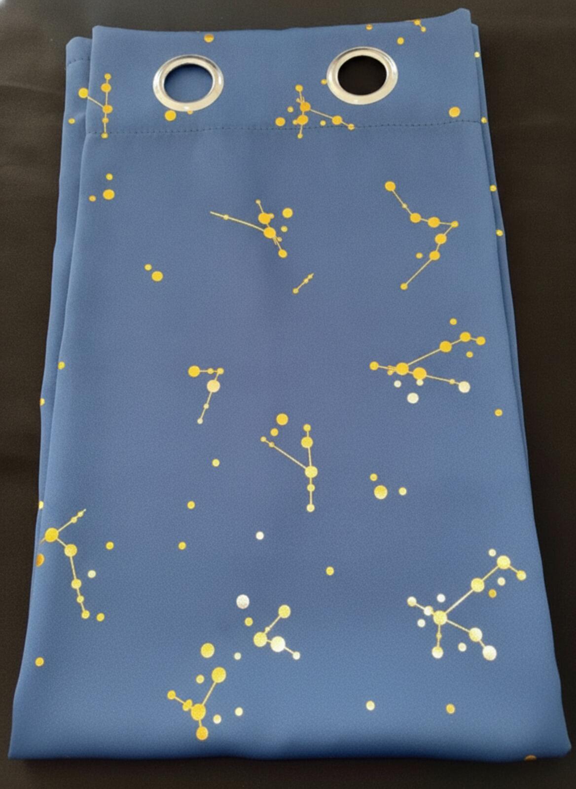 Navy With Gold Constellation pattern Curtains 2 panels 46Wx54L inches