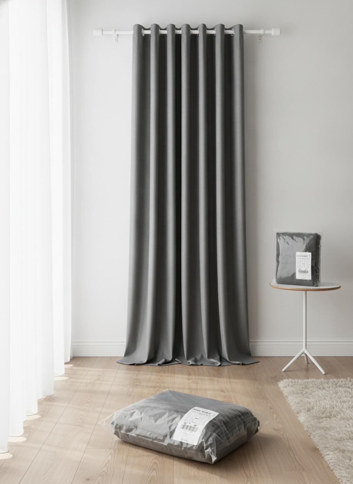 PONY DANCE Blackout Curtains 42W x 45L in Eyelet Top Panel Pair Black