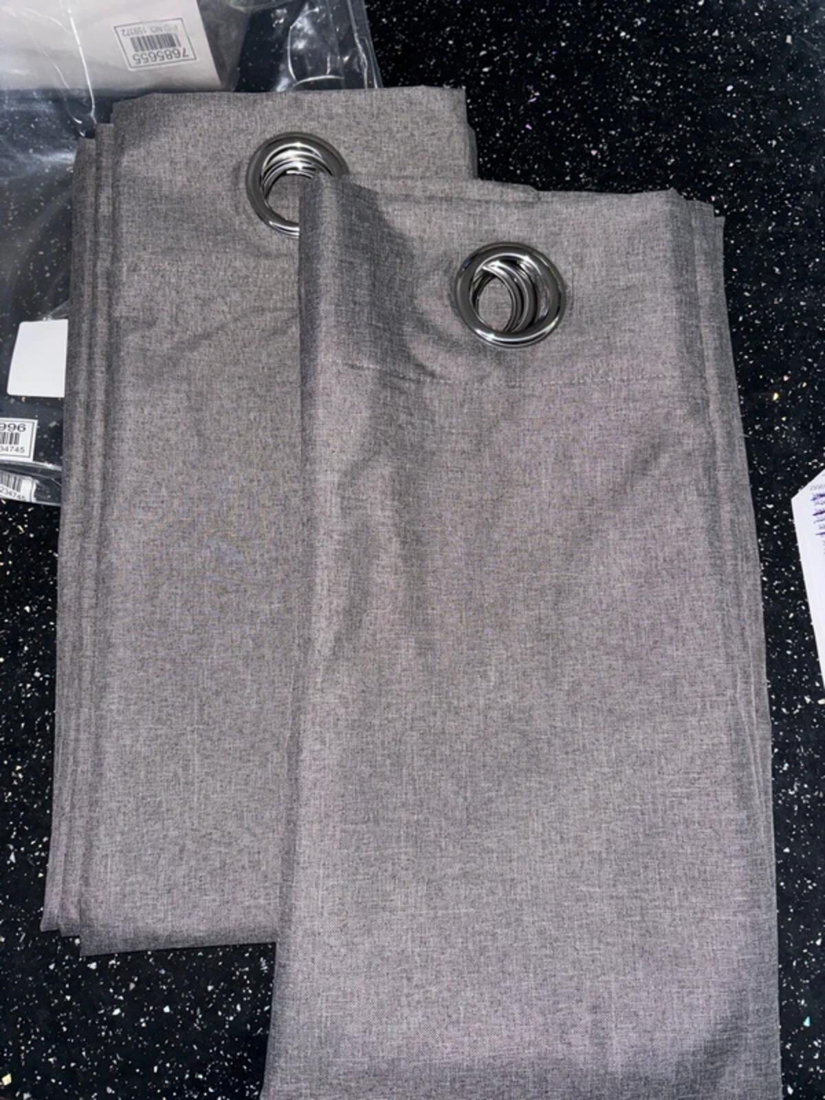 Linen look Flint Grey Blackout Curtains 46Wx72L 2 panels