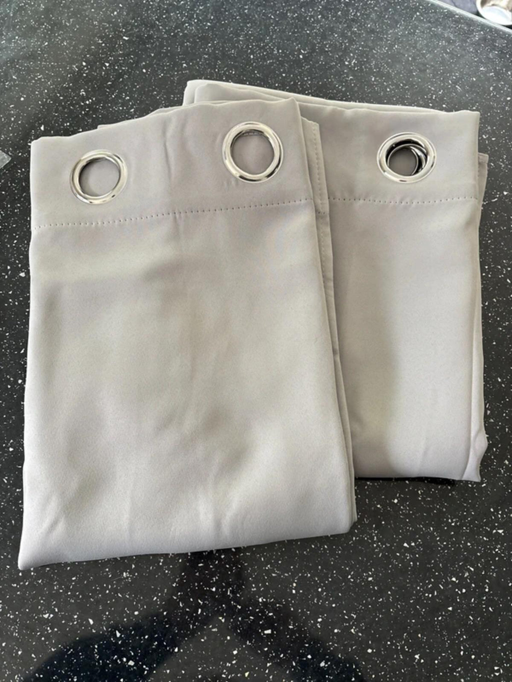 Pair of Dove Grey Eyelet Blackout curtains 2 panels each 46”Wx60”L