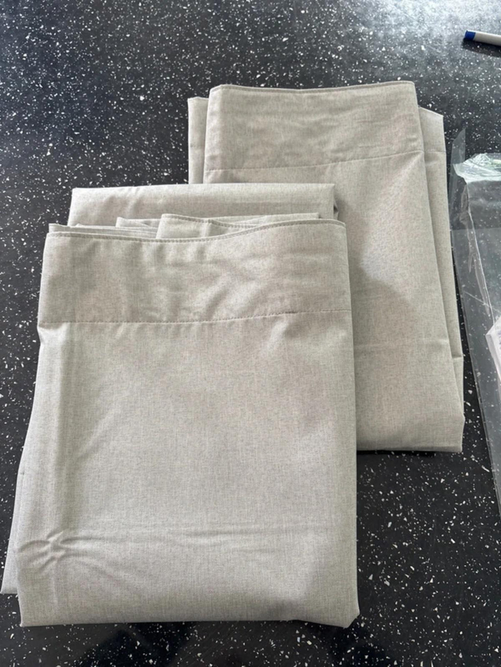Faux linen Dove Grey pencil pleat Blackout Curtains 46Wx54L 2 panels
