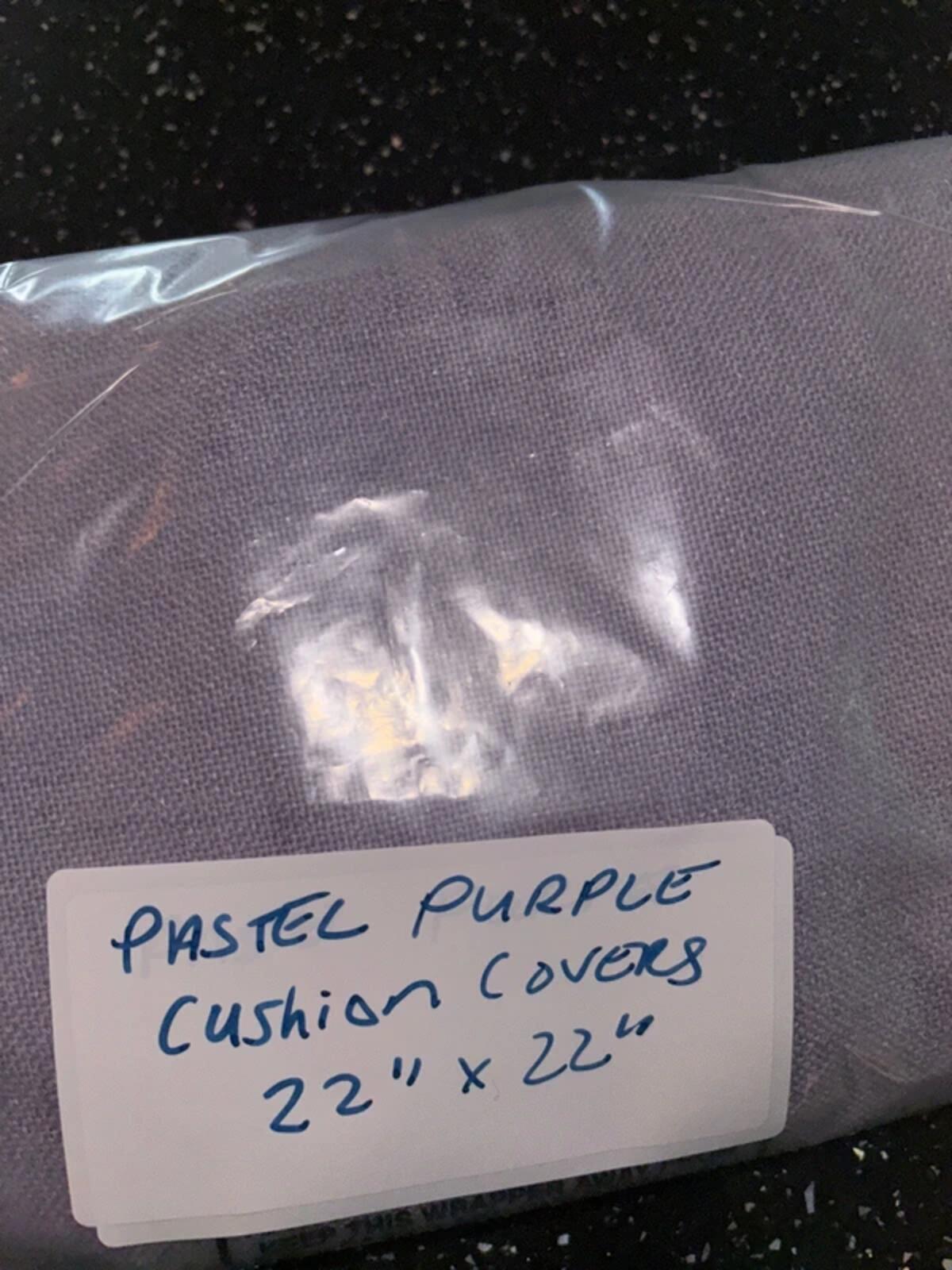 Cushion Covers Faux Linen 22x22in Set of 2 Invisible Zipper – Pastel Purple