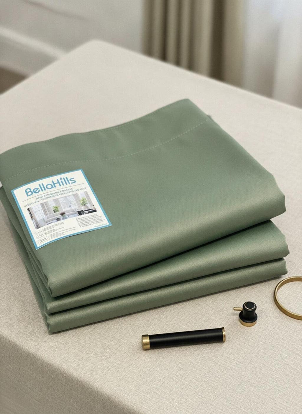 Pencil Pleat Blackout Curtains in Olive Green  66Wx72L Inch