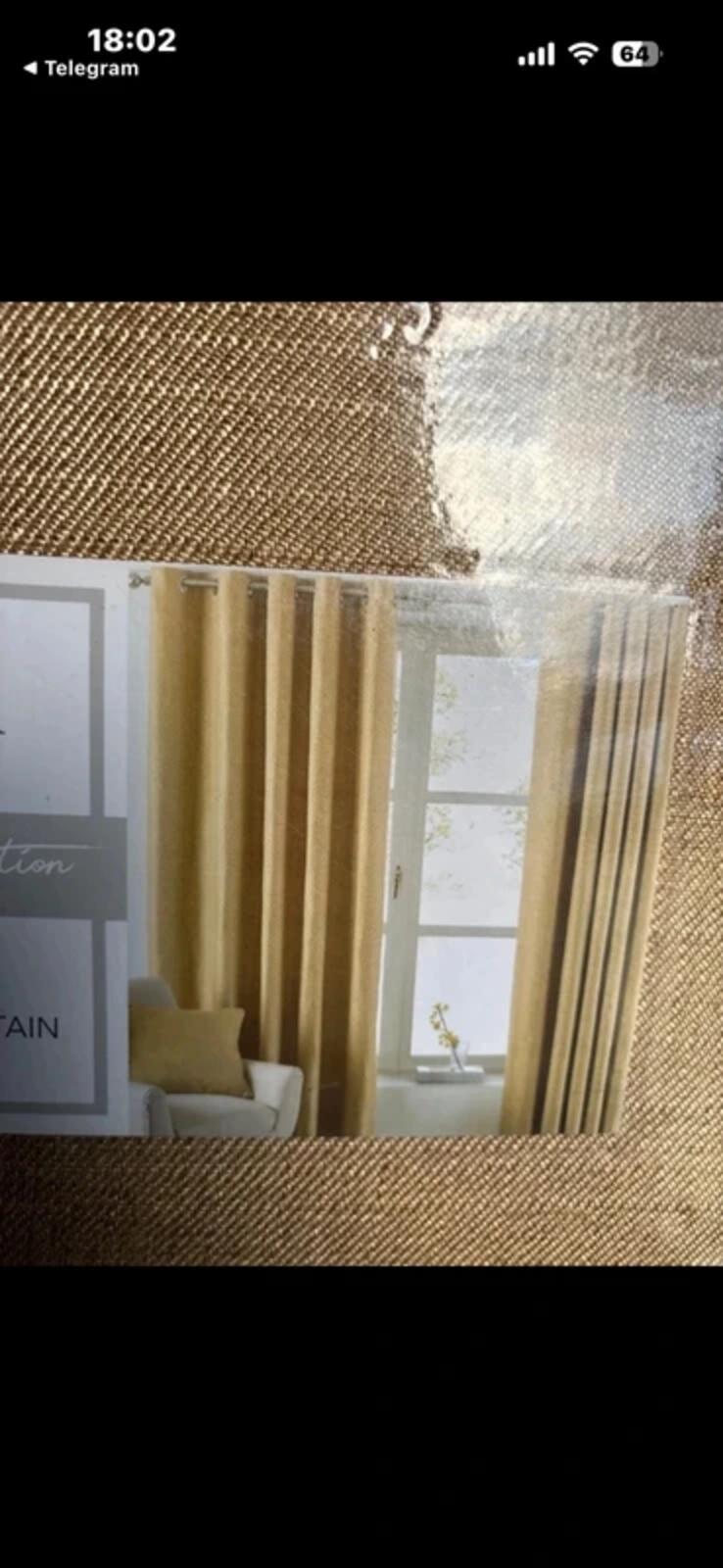 Woven Ochre fully lined Curtains 90Wx54L