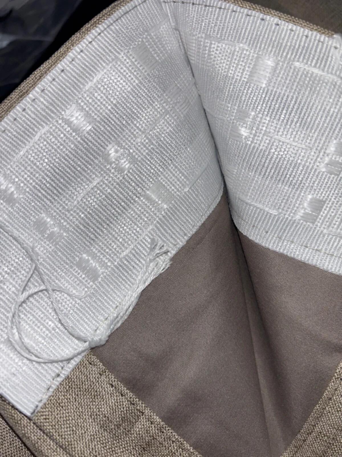 Faux Linen pencil pleat Curtains in Beige W52 x L63 Inch Two Panels 💯 Blackout