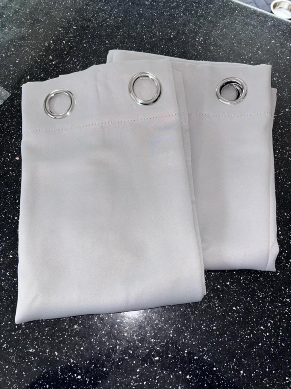 Pair of Dove Grey Eyelet Blackout curtains 2 panels each 46”Wx60”L