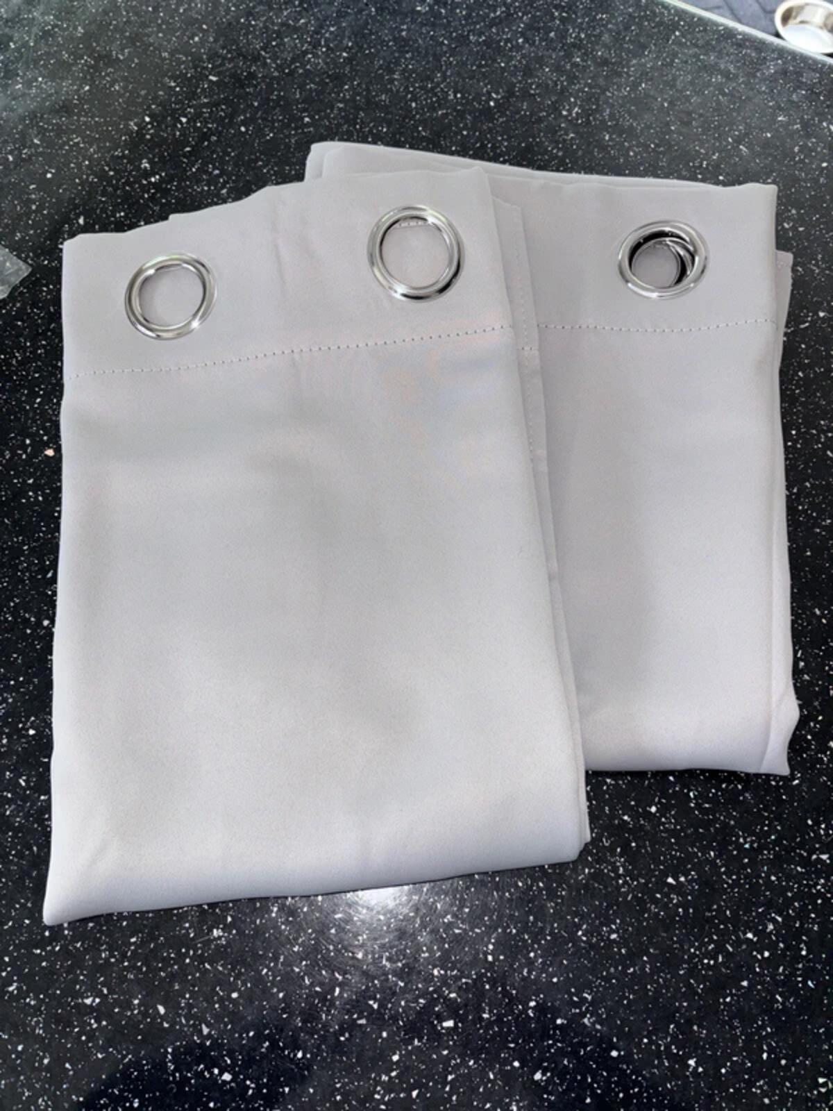 Pair of Dove Grey Eyelet Blackout curtains 2 panels each 46”Wx60”L
