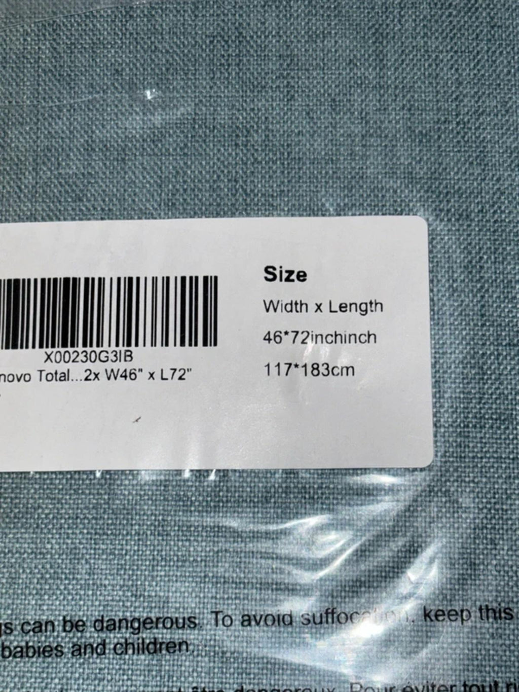 Faux Linen Blackout Curtains in Turquoise 46Wx72L