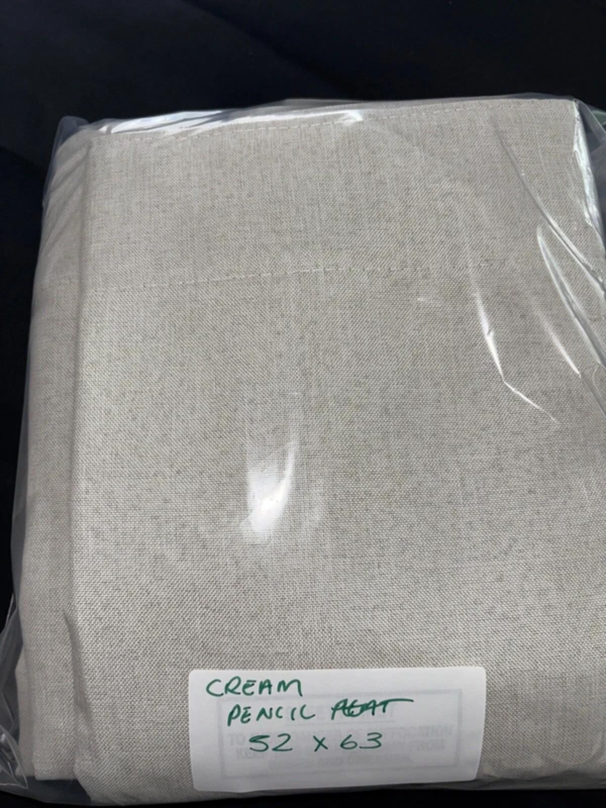 Cream Faux linen Pencil Pleat Curtains 52Wx63L