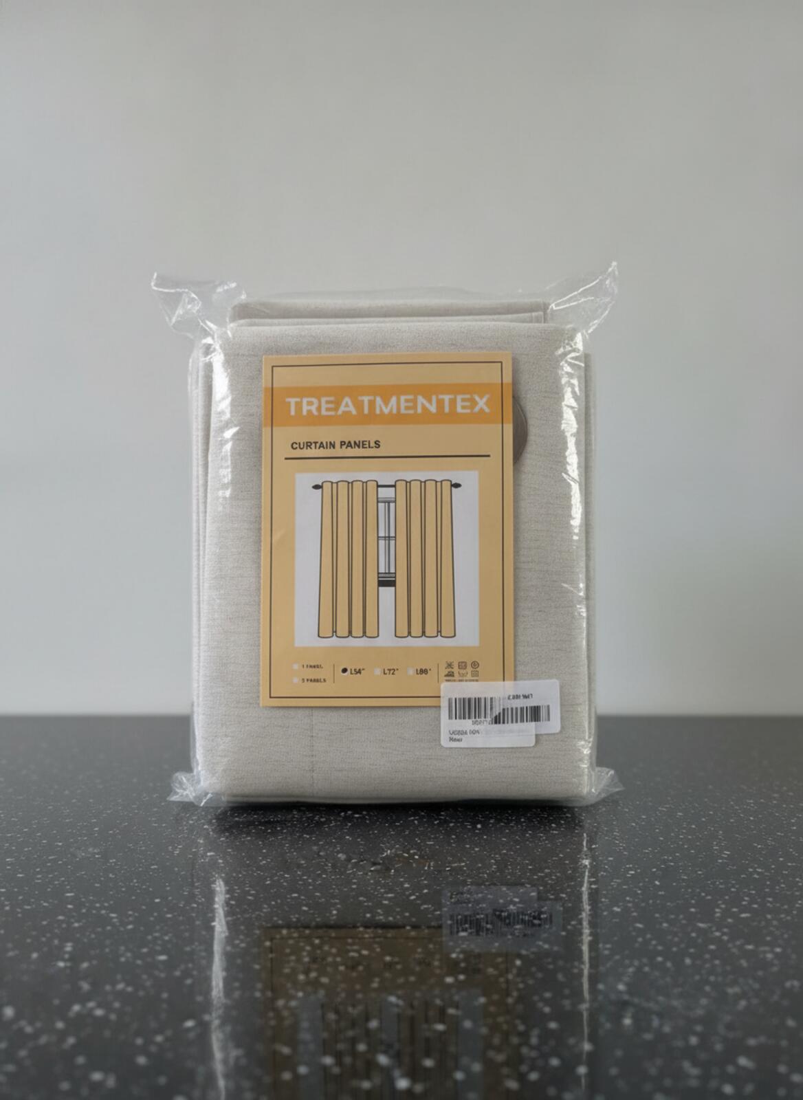 Treatmentex Curtain Panels W50x54L Cream Eyelet Drapes, 2 panels