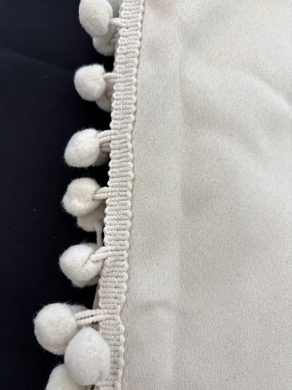 Pom Pom pencil pleat curtains x 2 panels Light beige - 50Wx72L inches