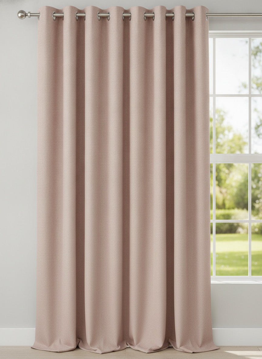 Luxury Heavyweight Herringbone Woven Curtains Blush Pink 2 Panels – 90” x 90”