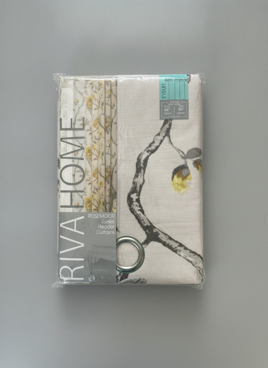 Rosemoor Ochre Eyelet Lined Curtains 66W x 90L inches