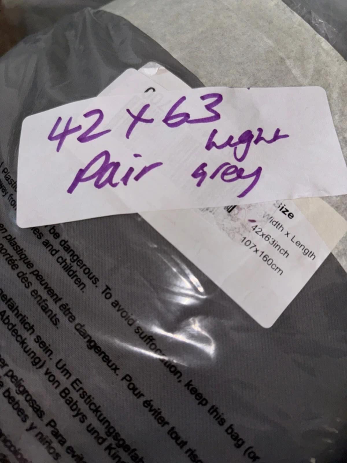 Pair of Grey Eyelet Thermal Blackout Curtains 42Wx63L