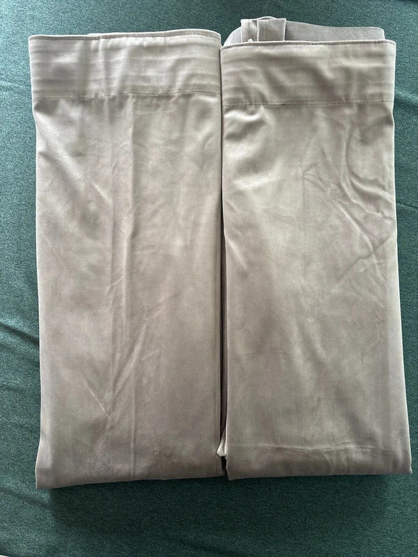 Champagne Velvet pencil pleat Curtains 52Wx90L inches x 2 panels