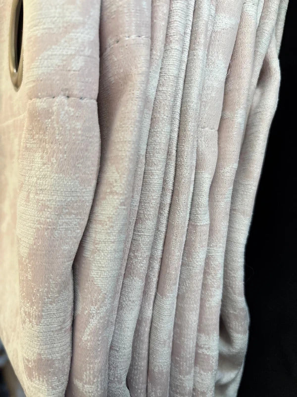 Premium Chenille Floral Jacquard Curtains in Pink and cream 52Wx90L inches
