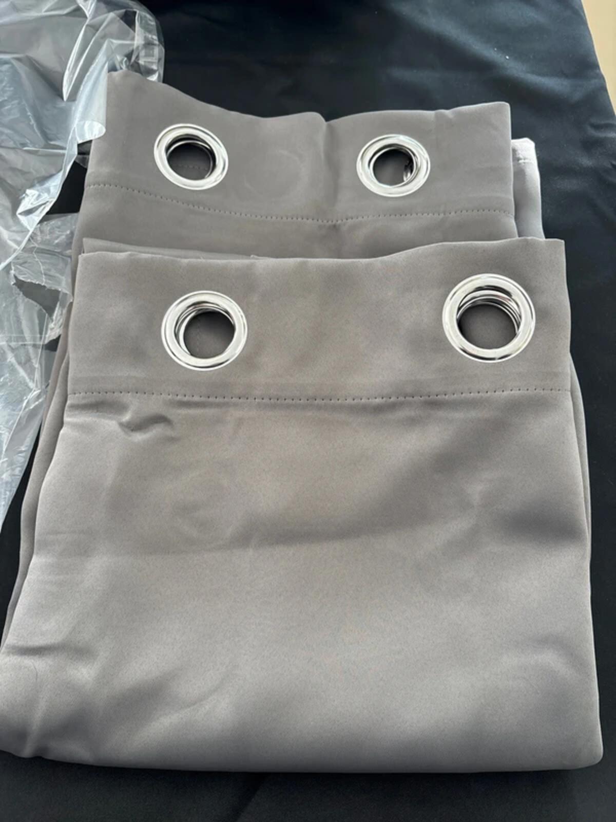 Deconovo Light grey Eyelet Curtains  2 panels each 66Wx54L