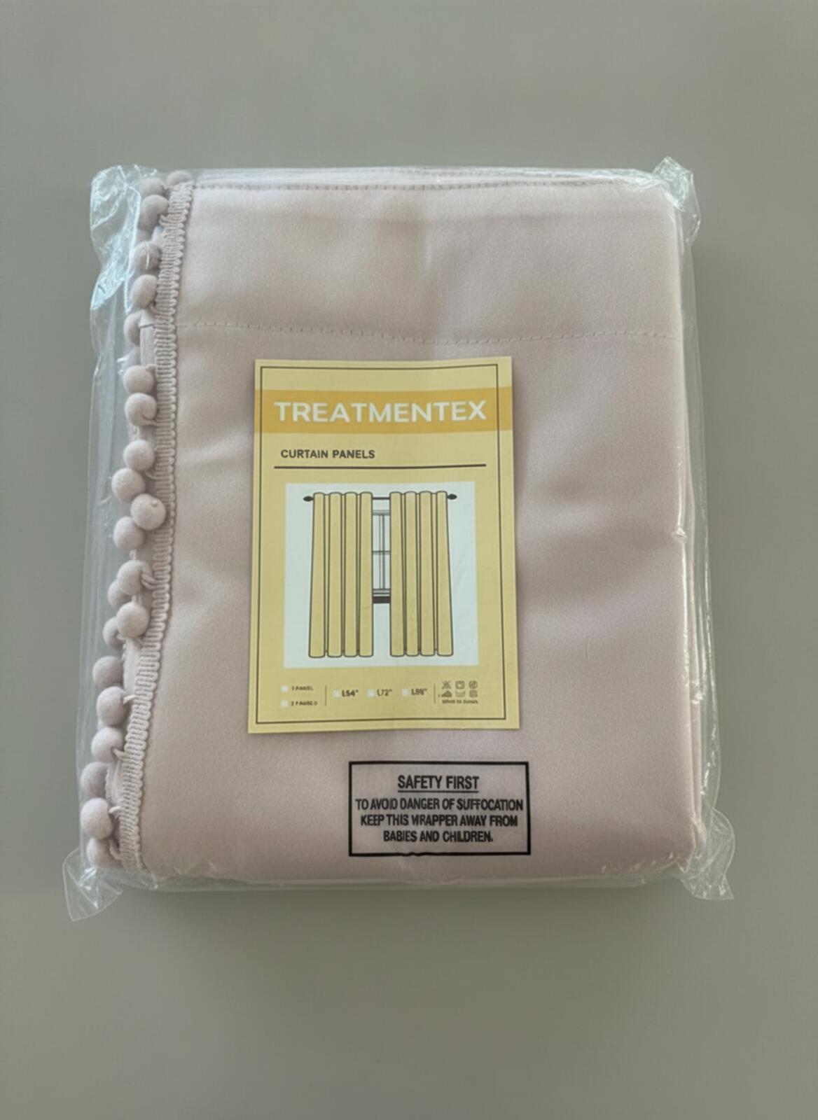Pink Pom Pom Curtains Pencil pleat 2 panels 50Wx72L inches