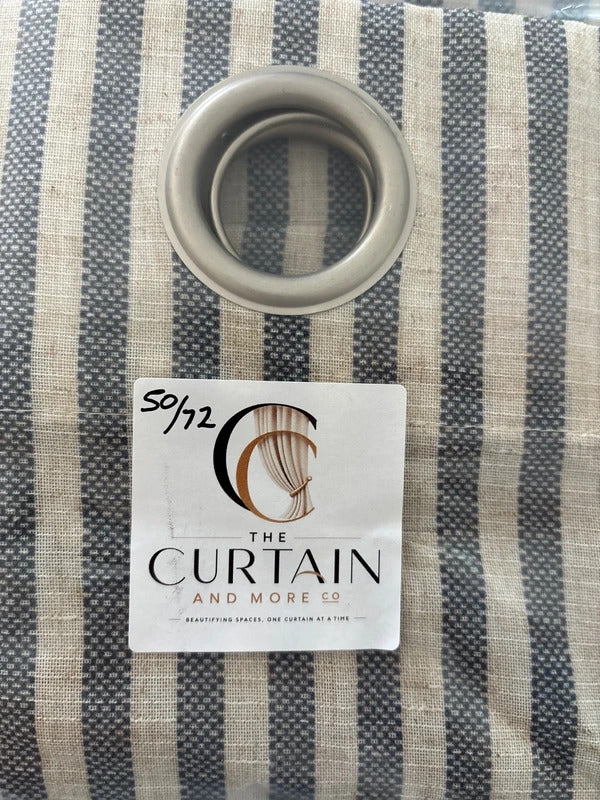 Linen Blend blue stripe Curtains 50Wx72L inches x 2
