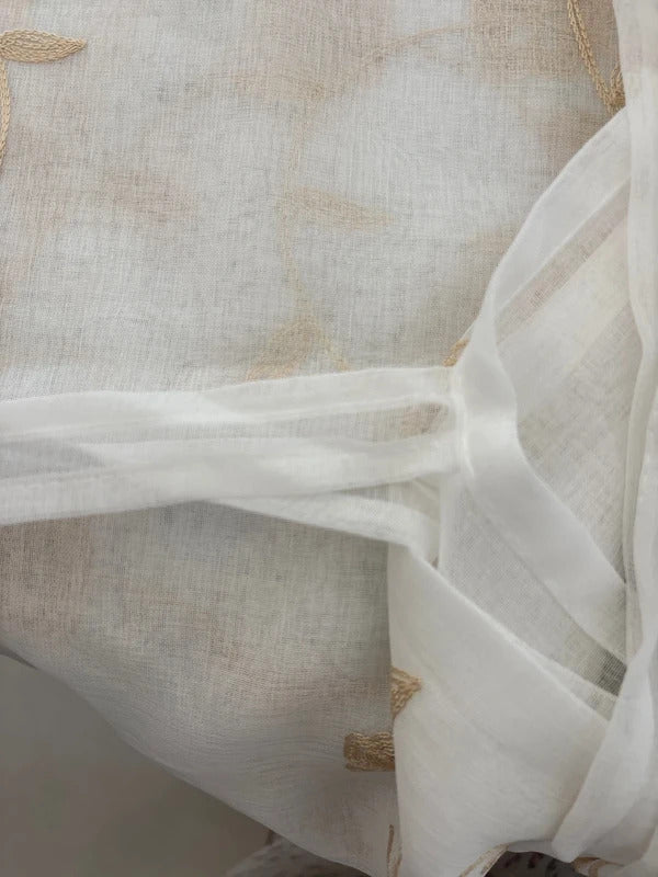 Embroidery Sheer Curtains 2 Panels 52" W x 63" L Beige