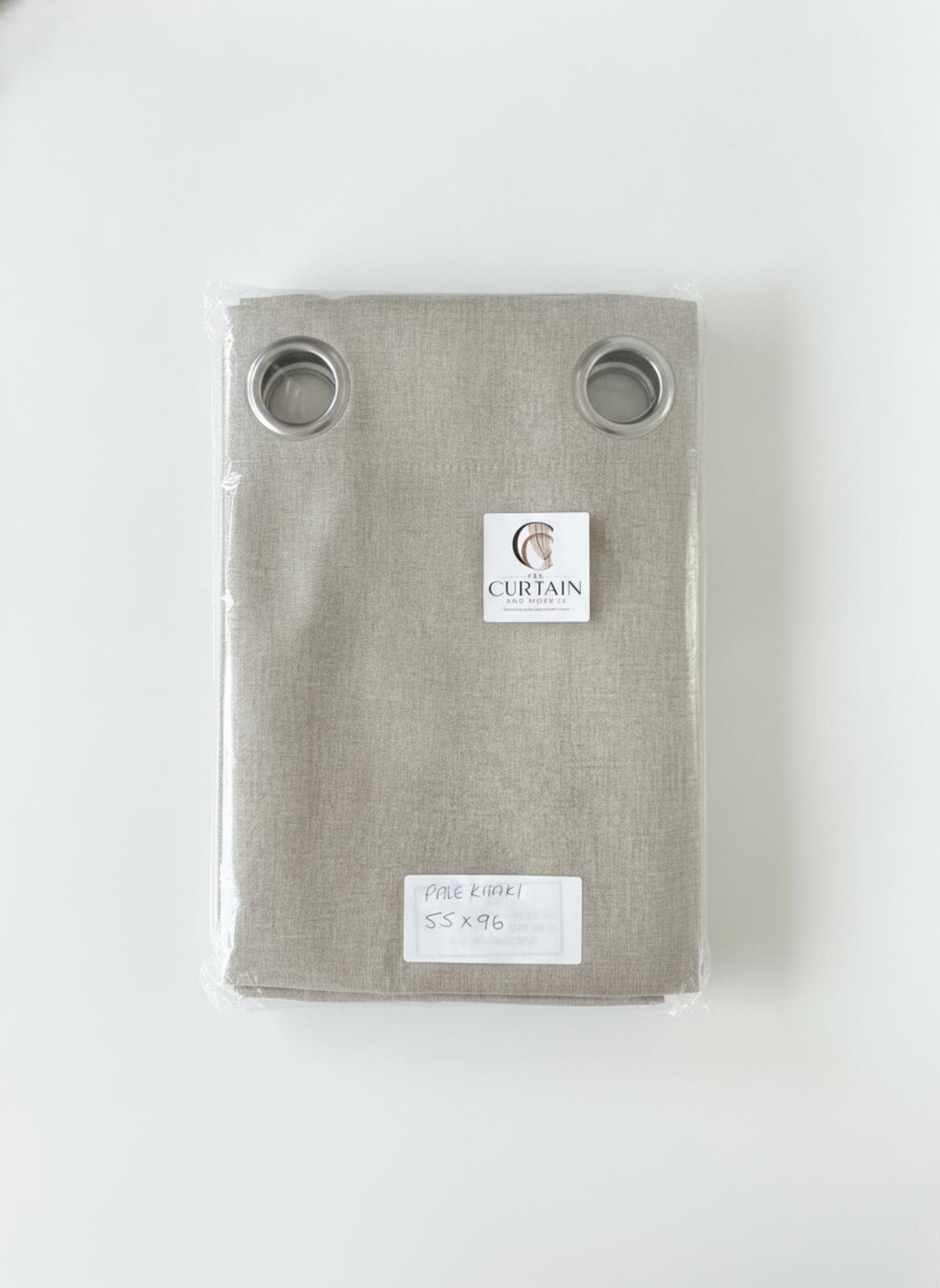 Faux Linen full blackout Curtains Pale Khaki 55W x 96L Inch x 2 panels