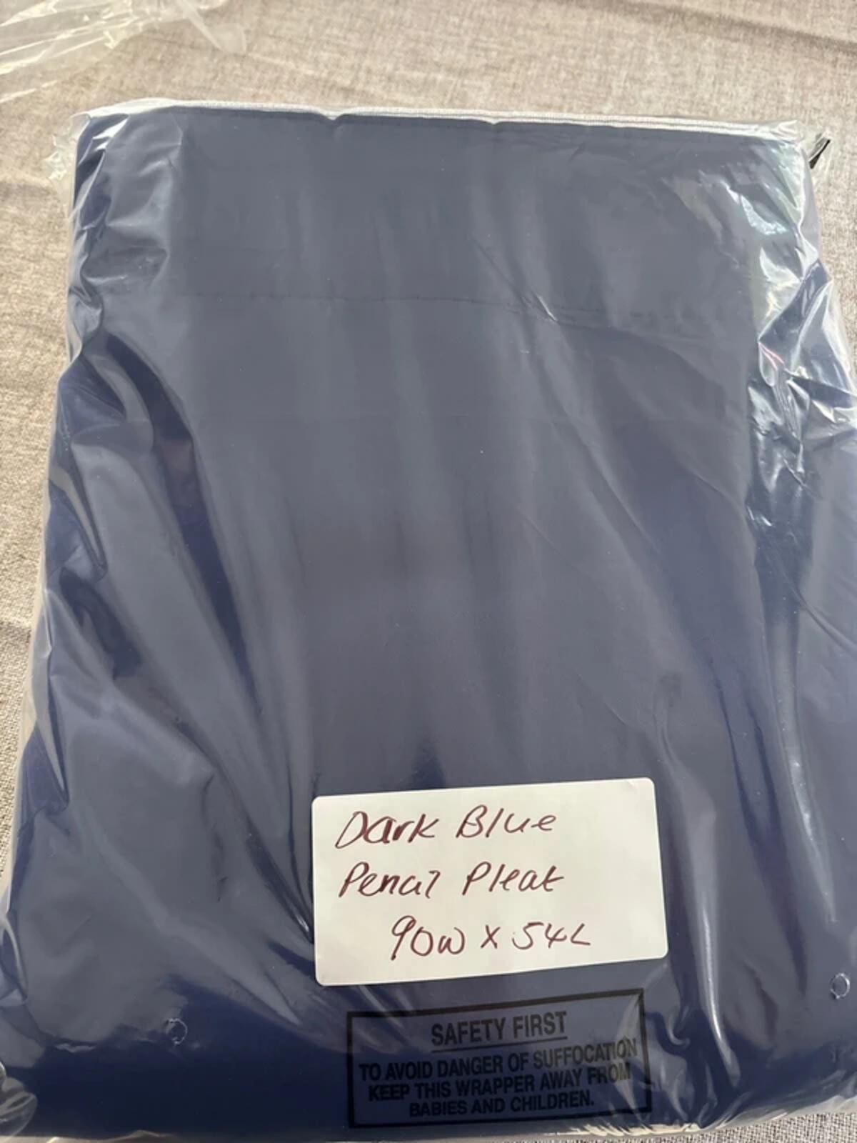 Pencil Pleat Thermal Blackout Curtains 2 Panels, W90 X L54, Dark Blue rrp£45