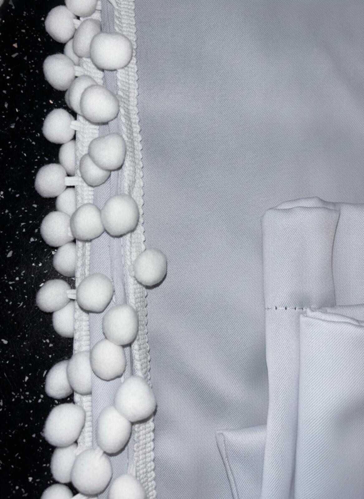 Greyish White Pom Pom Curtains 52Wx54L