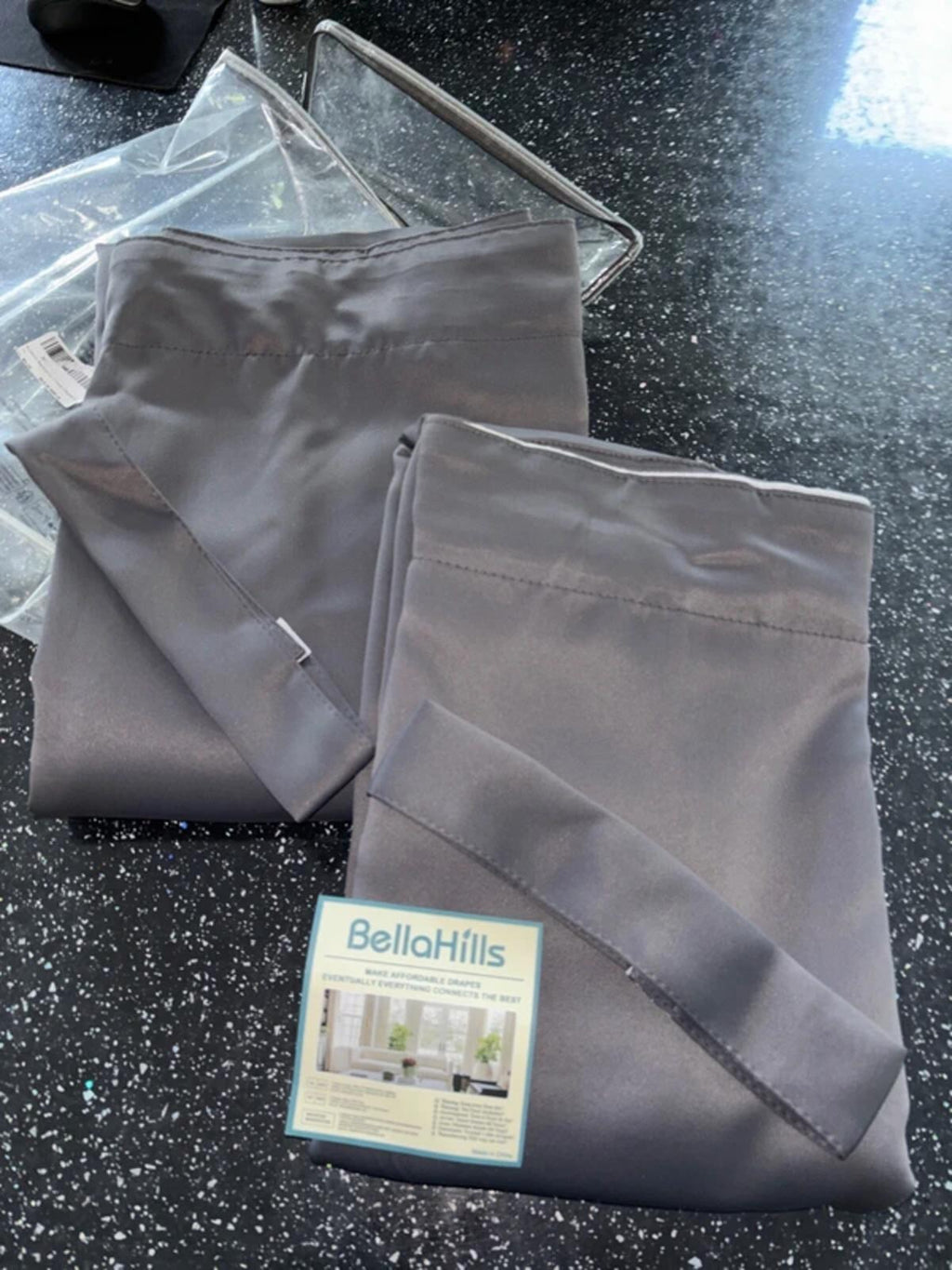 BellaHills 100% Blackout Curtains Pencil Pleat 2 Panels 90 x 90 Inch Charcoal Grey Rrp£50