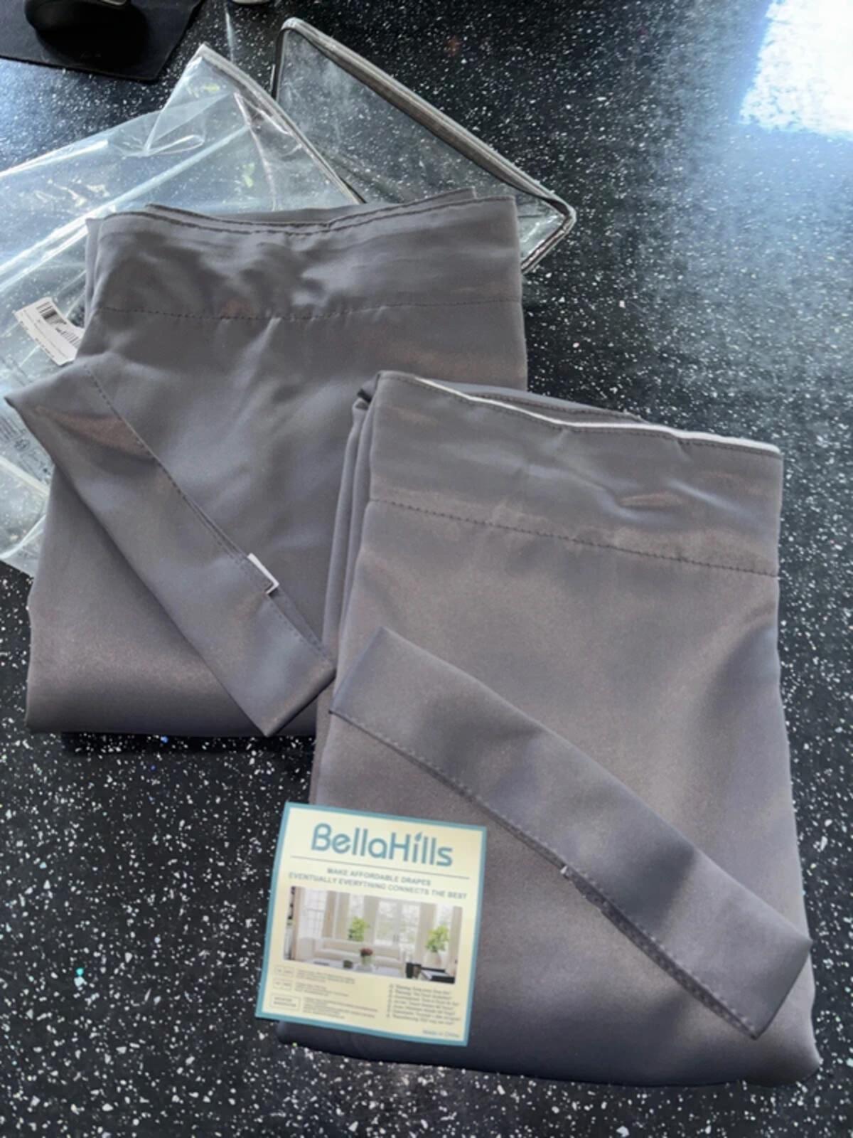 BellaHills 100% Blackout Curtains Pencil Pleat 2 Panels 90 x 90 Inch Charcoal Grey Rrp£50